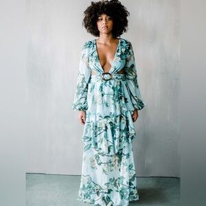 Gardenia Cutout Maxi Ruffle Dress